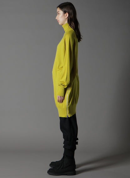 MERINO WOOL LEFT ZIPPER RAGLAN SLEEVE TURTLENECK