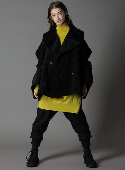 MERINO WOOL LEFT ZIPPER RAGLAN SLEEVE TURTLENECK