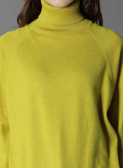 MERINO WOOL LEFT ZIPPER RAGLAN SLEEVE TURTLENECK
