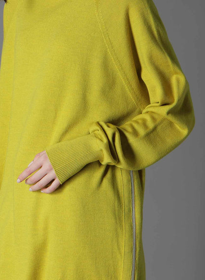 MERINO WOOL LEFT ZIPPER RAGLAN SLEEVE TURTLENECK