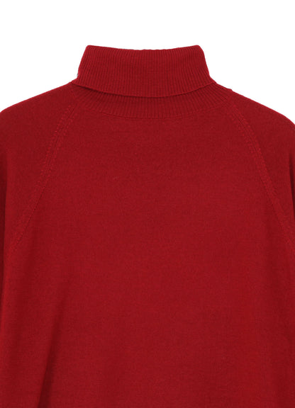 MERINO WOOL LEFT ZIPPER RAGLAN SLEEVE TURTLENECK
