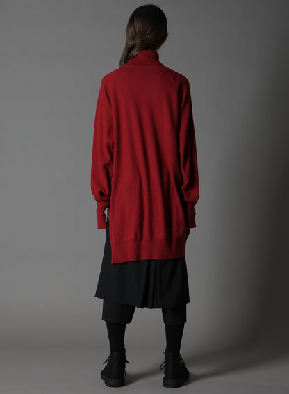 MERINO WOOL LEFT ZIPPER RAGLAN SLEEVE TURTLENECK