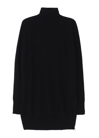 MERINO WOOL LEFT ZIPPER RAGLAN SLEEVE TURTLENECK
