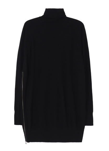 MERINO WOOL LEFT ZIPPER RAGLAN SLEEVE TURTLENECK
