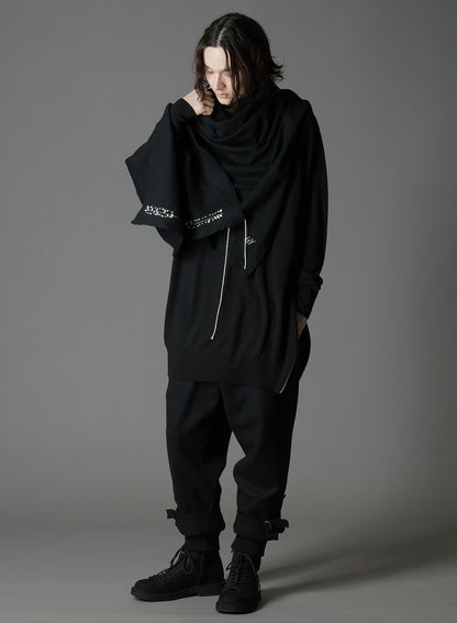 MERINO WOOL LEFT ZIPPER RAGLAN SLEEVE TURTLENECK