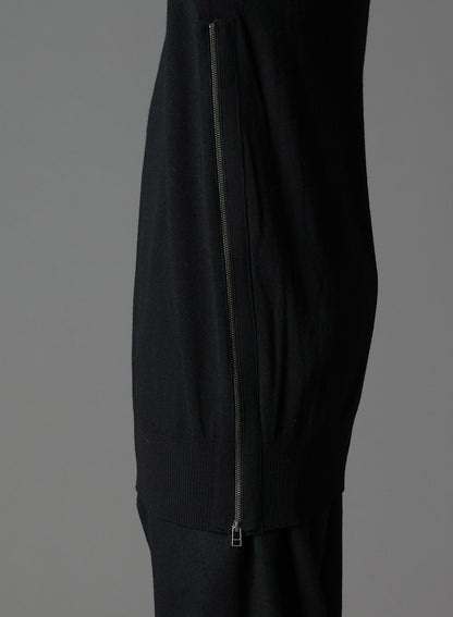 MERINO WOOL LEFT ZIPPER RAGLAN SLEEVE TURTLENECK