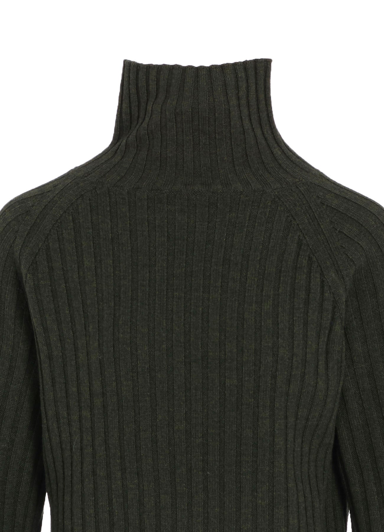 FINE MERINO WOOL RIBBED RAGLEN SHORT LENGTH TURTLE NECK