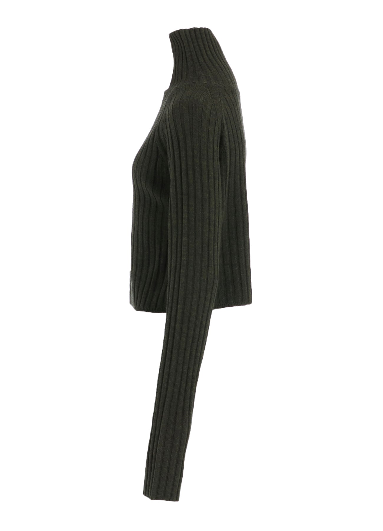FINE MERINO WOOL RIBBED RAGLEN SHORT LENGTH TURTLE NECK