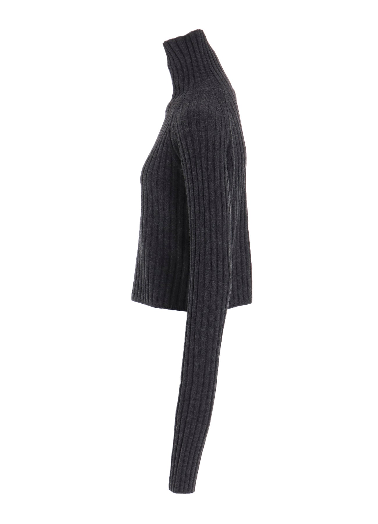 FINE MERINO WOOL RIBBED RAGLEN SHORT LENGTH TURTLE NECK