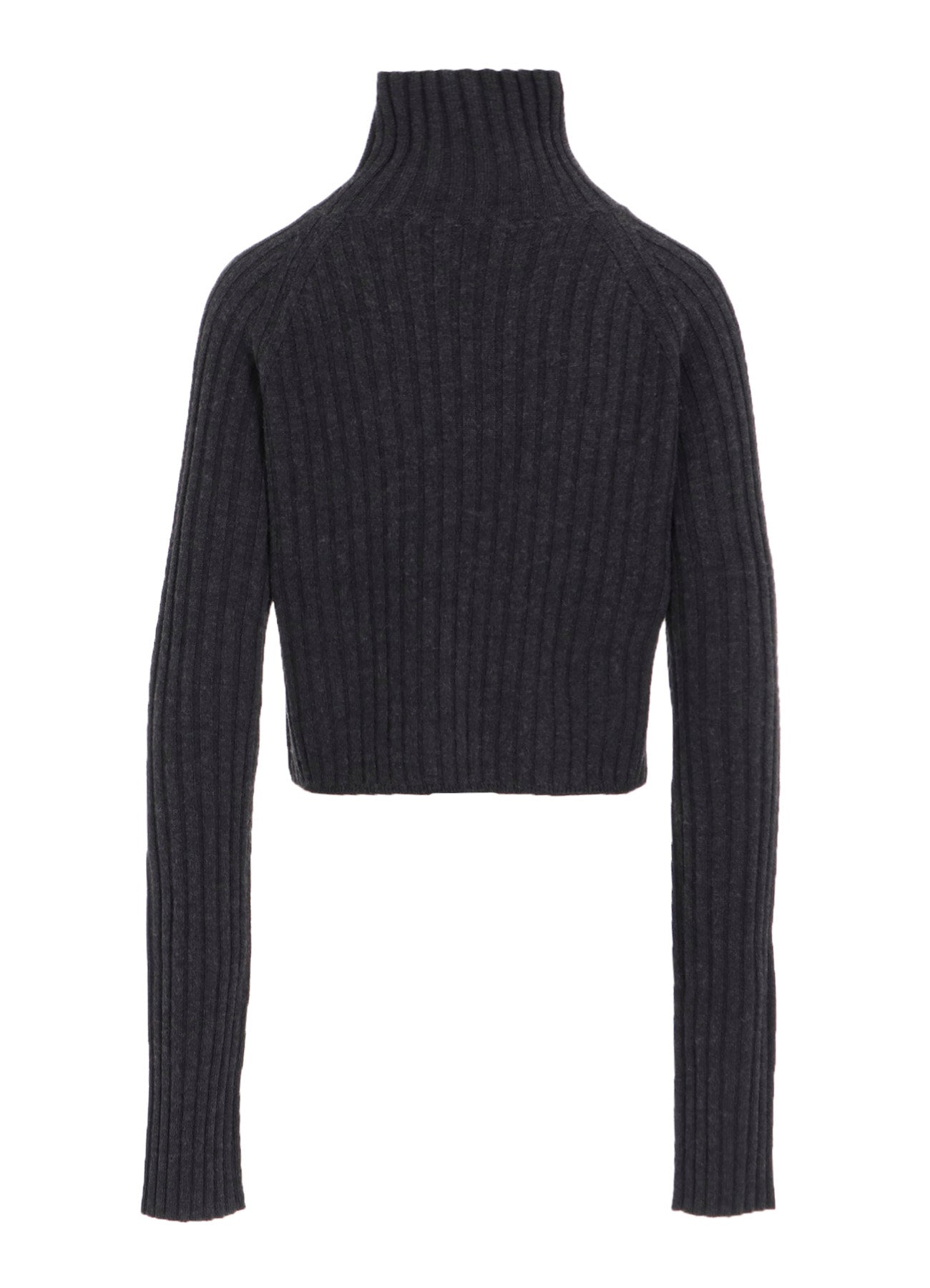 FINE MERINO WOOL RIBBED RAGLEN SHORT LENGTH TURTLE NECK