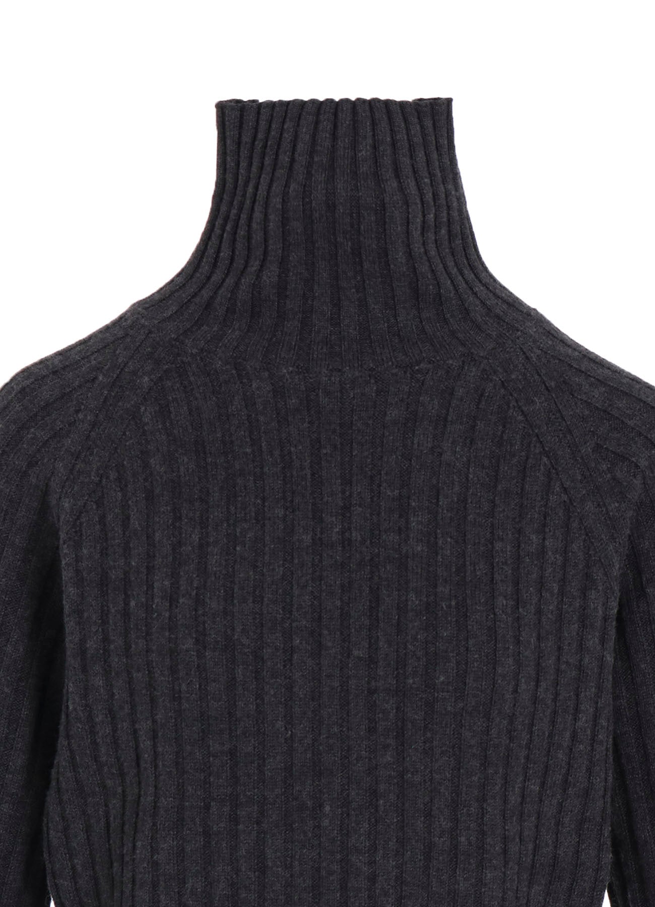 FINE MERINO WOOL RIBBED RAGLEN SHORT LENGTH TURTLE NECK