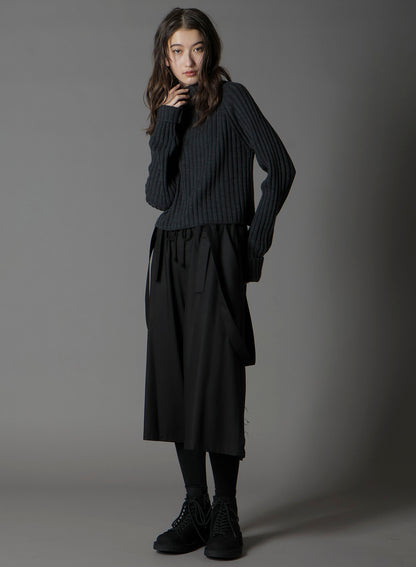 FINE MERINO WOOL RIBBED RAGLEN SHORT LENGTH TURTLE NECK
