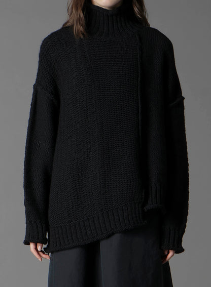 ROVING SLUB WOOL UNBALANCE TURTLENECK