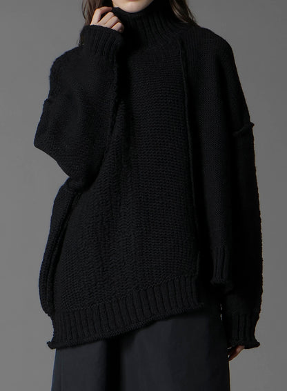 ROVING SLUB WOOL UNBALANCE TURTLENECK