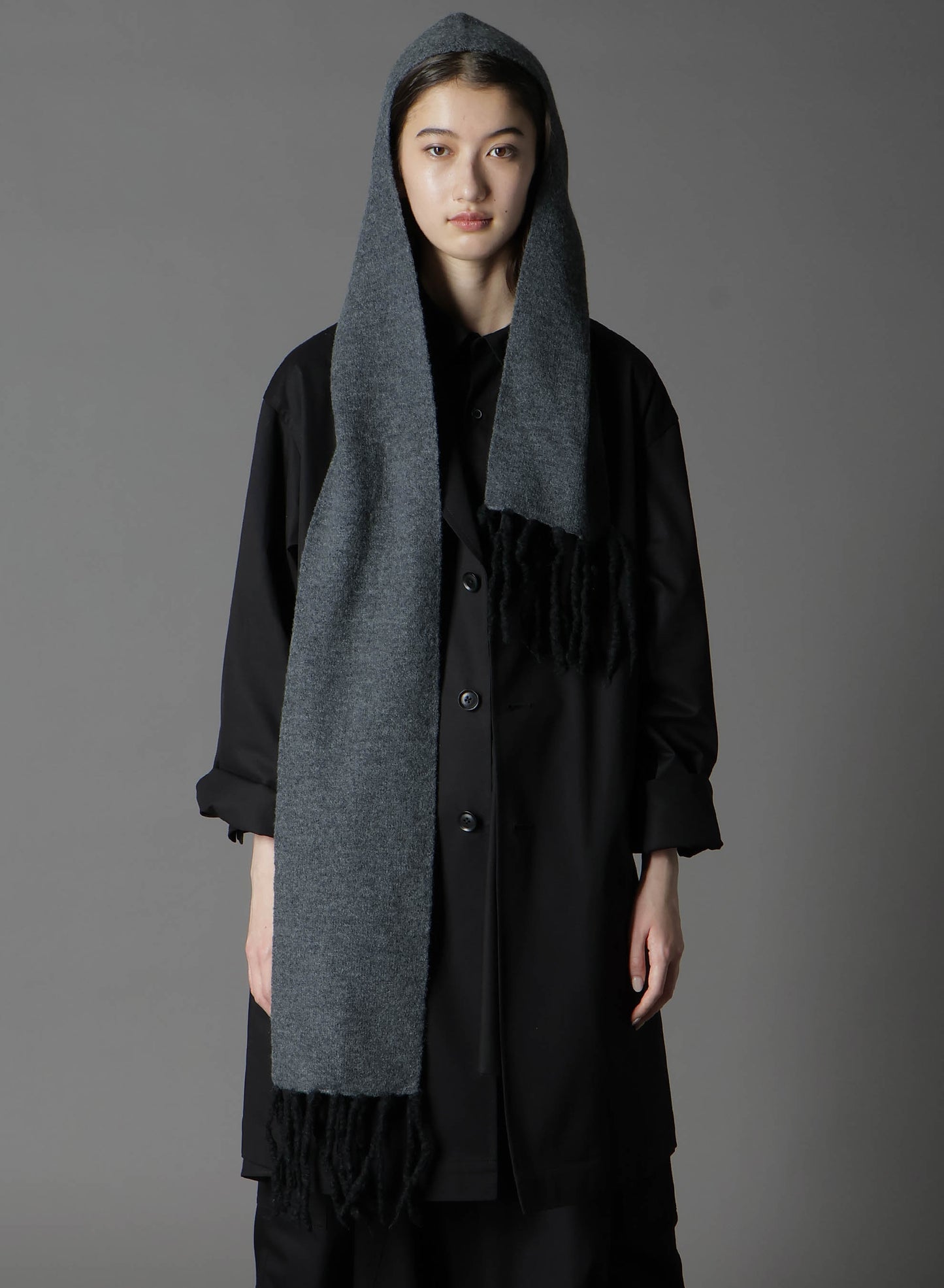 BoilMerinoWool FRINGE HOODED MUFFLER