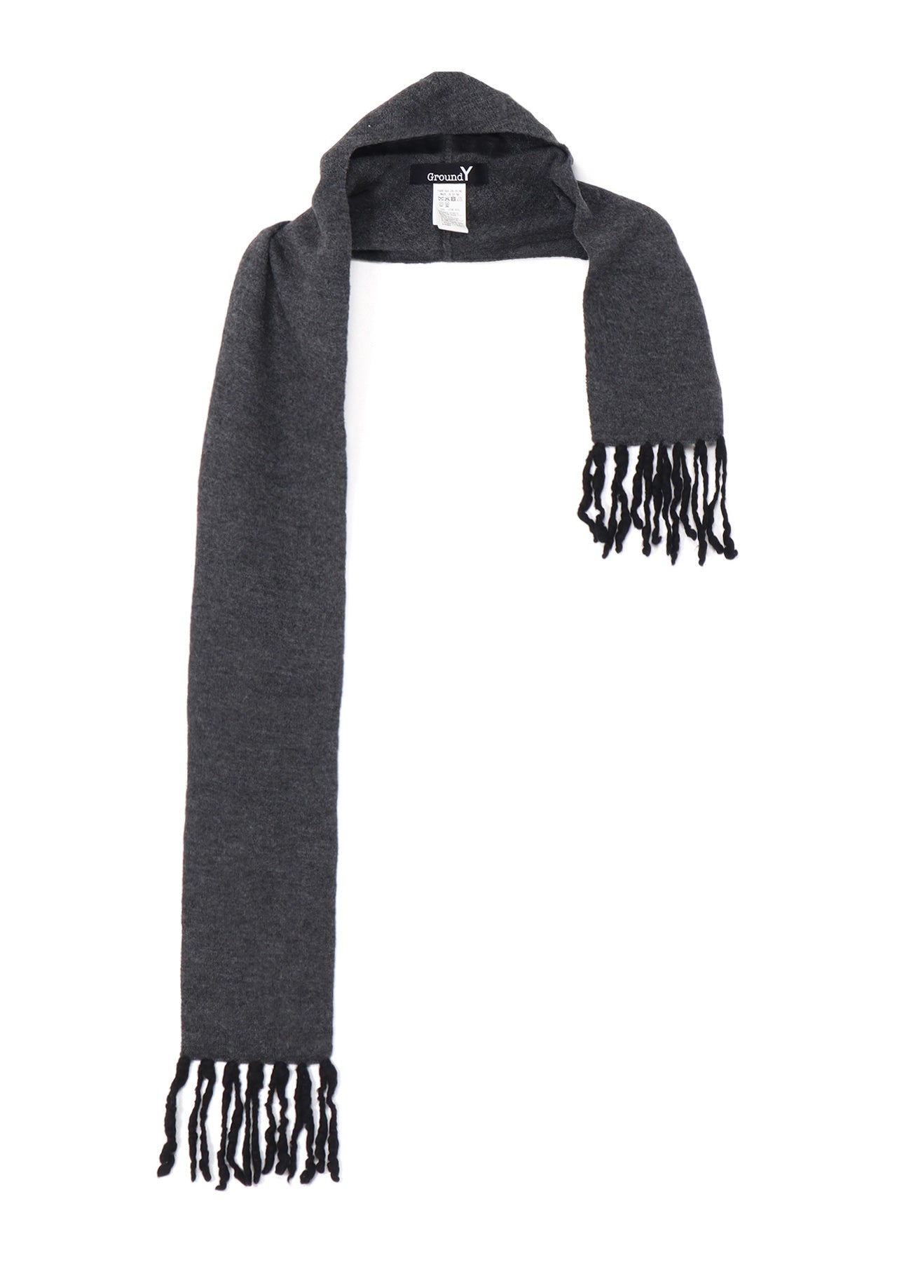 BoilMerinoWool FRINGE HOODED MUFFLER – THE SHOP YOHJI YAMAMOTO