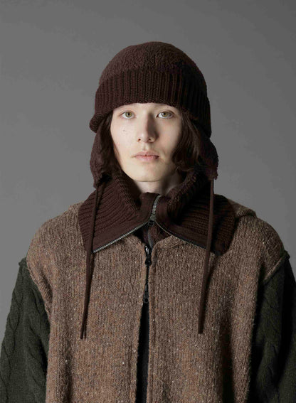 Wool boa+EX FineMerino Wool FLIGHT KNIT CAP