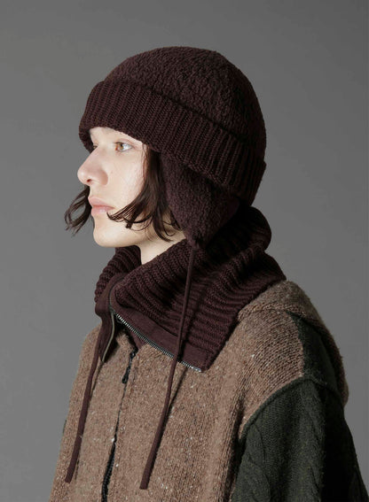 Wool boa+EX FineMerino Wool FLIGHT KNIT CAP