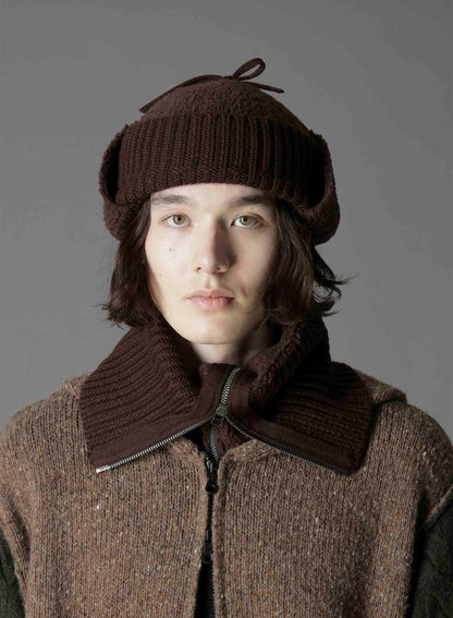 Wool boa+EX FineMerino Wool FLIGHT KNIT CAP