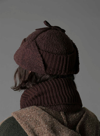 Wool boa+EX FineMerino Wool FLIGHT KNIT CAP