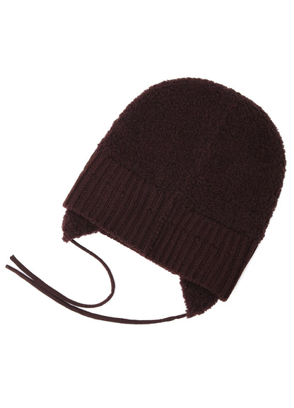 Wool boa+EX FineMerino Wool FLIGHT KNIT CAP