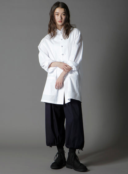 INDIGO DYED COTTON TWILL BALLOON PANTS