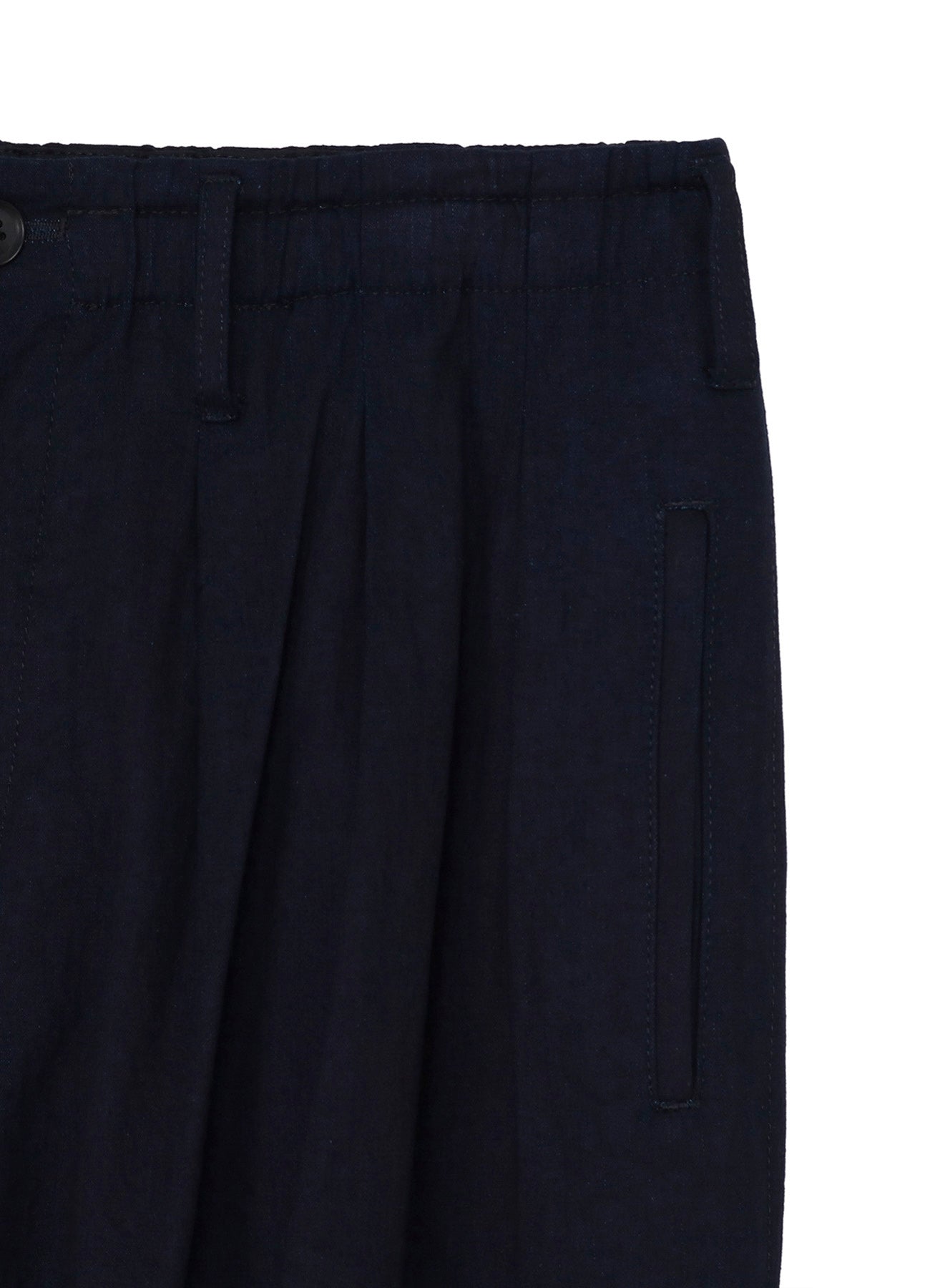 INDIGO DYED COTTON TWILL BALLOON PANTS