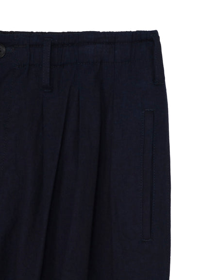 INDIGO DYED COTTON TWILL BALLOON PANTS