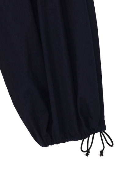 INDIGO DYED COTTON TWILL BALLOON PANTS