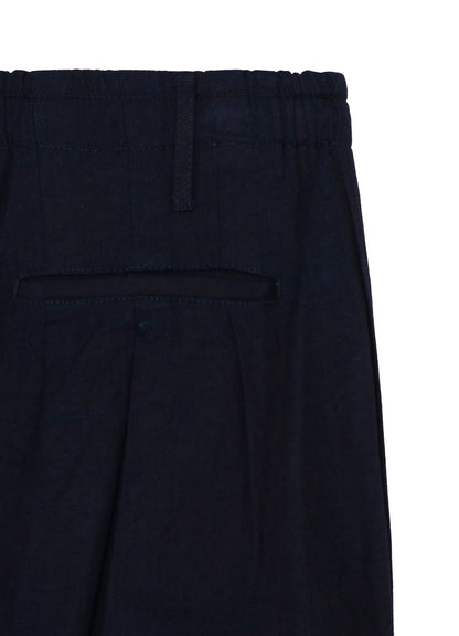 INDIGO DYED COTTON TWILL BALLOON PANTS