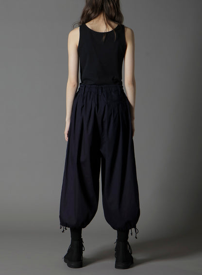 INDIGO DYED COTTON TWILL BALLOON PANTS