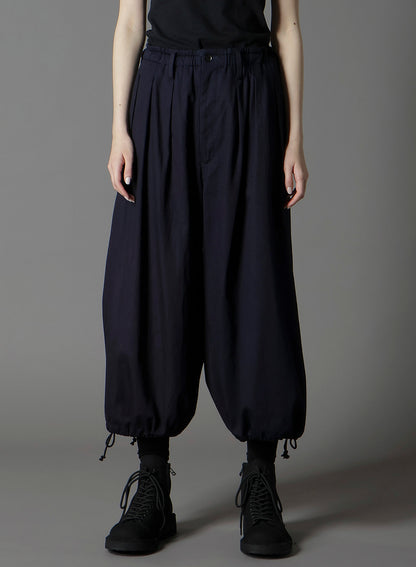 INDIGO DYED COTTON TWILL BALLOON PANTS
