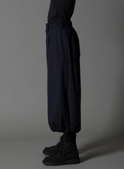 INDIGO DYED COTTON TWILL BALLOON PANTS