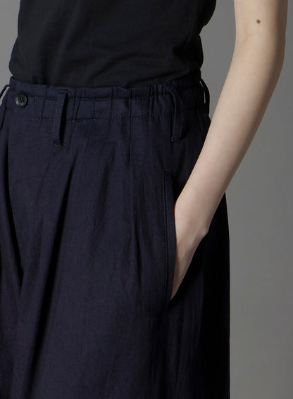 INDIGO DYED COTTON TWILL BALLOON PANTS