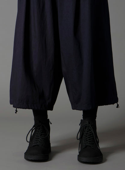 INDIGO DYED COTTON TWILL BALLOON PANTS