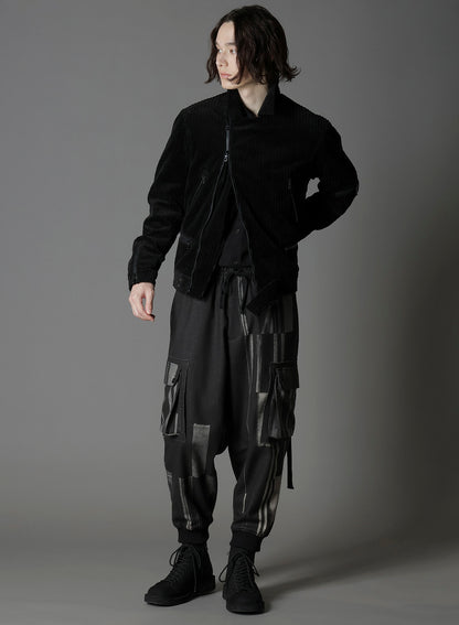 FLANNEL STRIPE PATTERN STANDARD RIBBED HEM CARGO