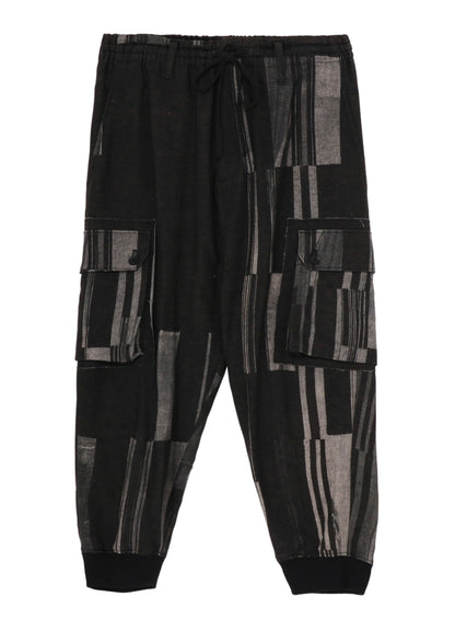 FLANNEL STRIPE PATTERN STANDARD RIBBED HEM CARGO