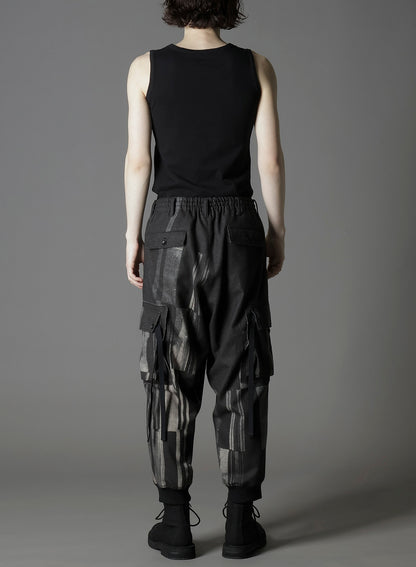 FLANNEL STRIPE PATTERN STANDARD RIBBED HEM CARGO