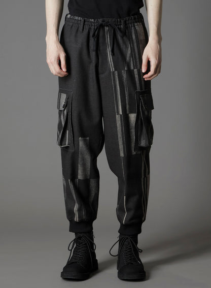 FLANNEL STRIPE PATTERN STANDARD RIBBED HEM CARGO