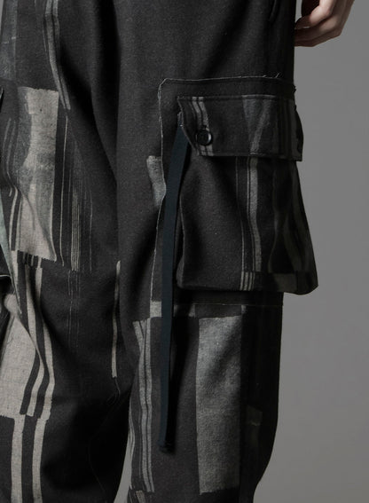 FLANNEL STRIPE PATTERN STANDARD RIBBED HEM CARGO