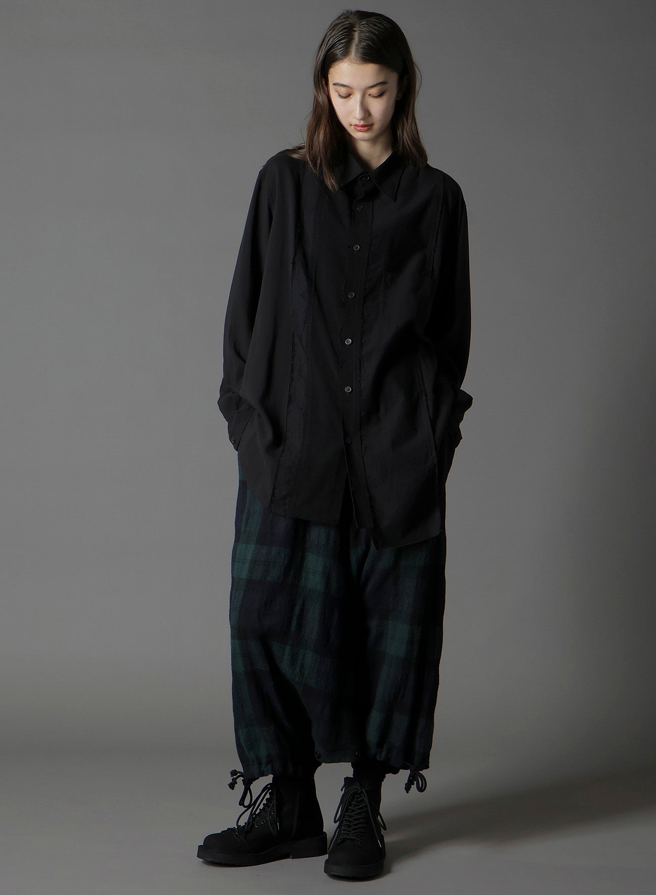 BIG REFINE  PLAID INSEAM BUTTON SAROUEL PANTS