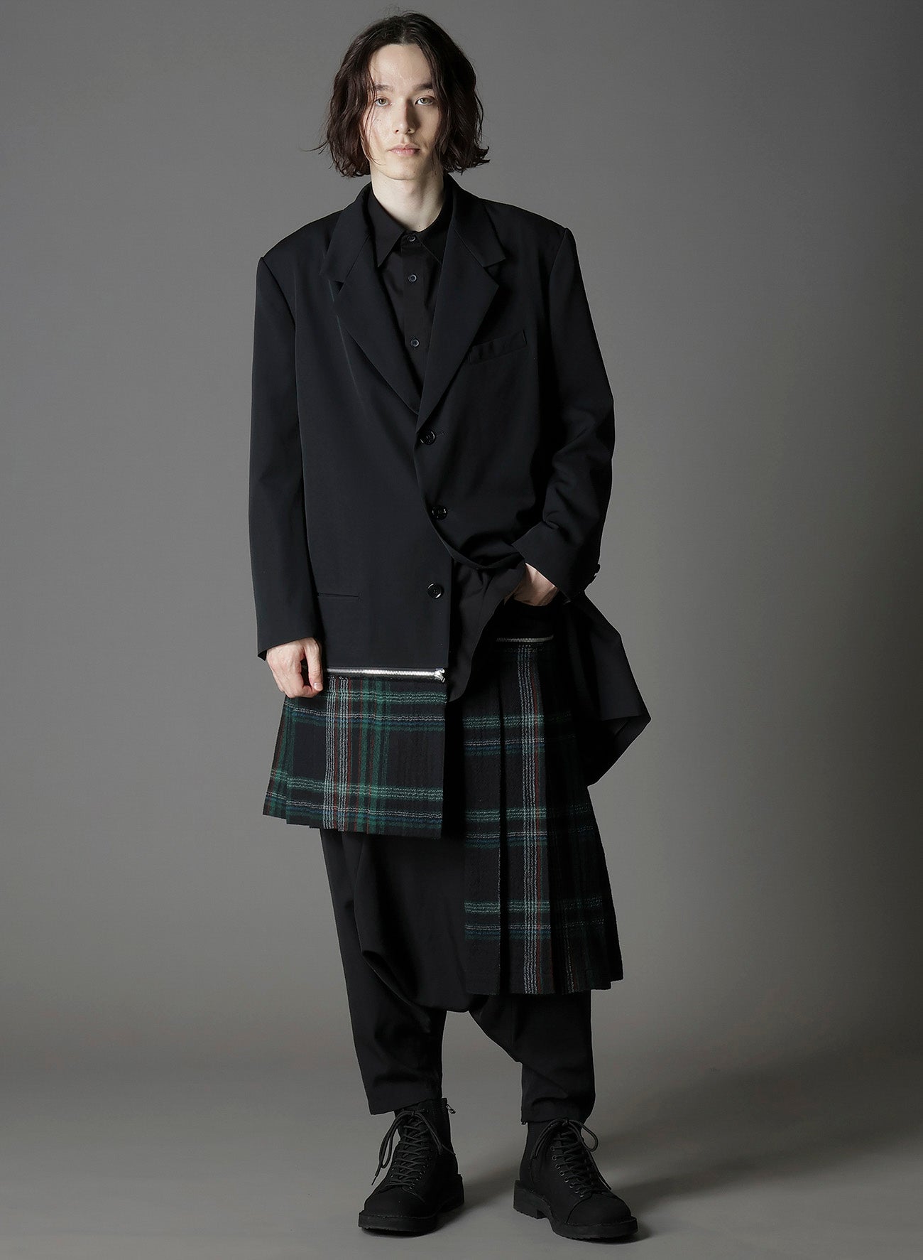 W/GABARDINE DOUBLE GAUZE  PLEATED SAROUEL PANTS