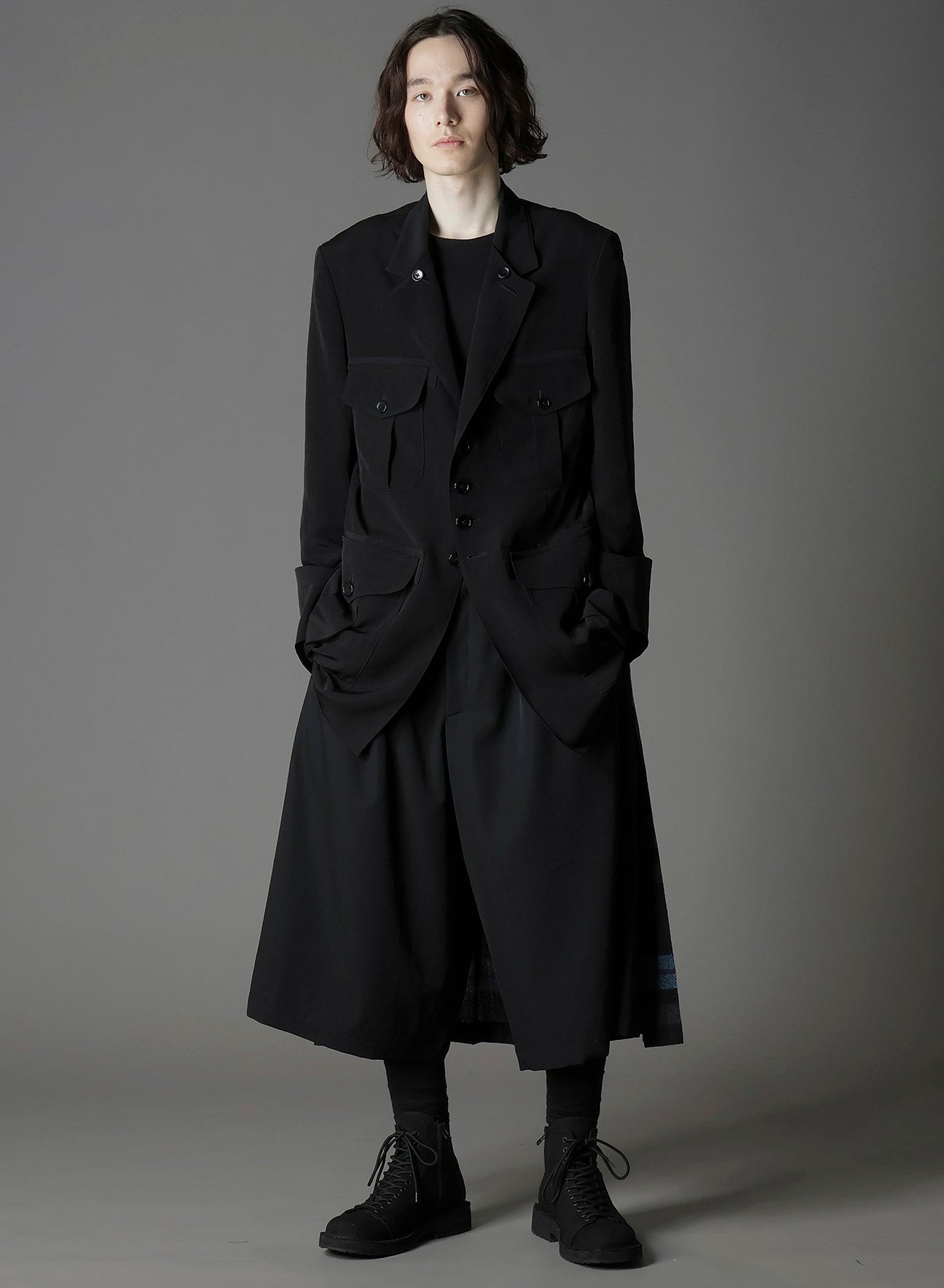 W/GABARDINE DOUBLE GAUZE PLEATED HALF PANTS