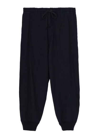 INDIGO DYED COTTON TWILL RIBBED HEM PANTS