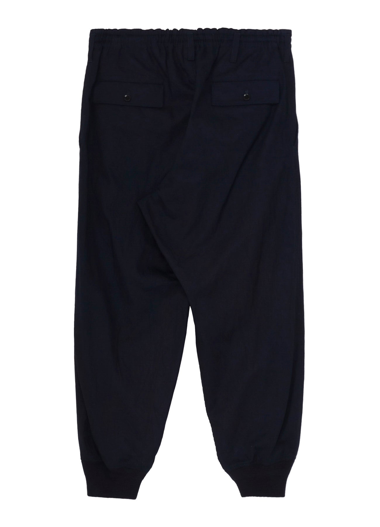 INDIGO DYED COTTON TWILL RIBBED HEM PANTS