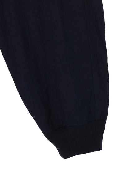 INDIGO DYED COTTON TWILL RIBBED HEM PANTS