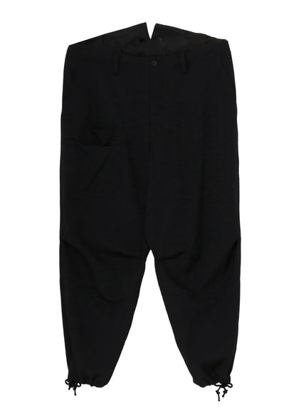 WOOL GABARDINE SUSPENDER PANTS W KNEE PAD