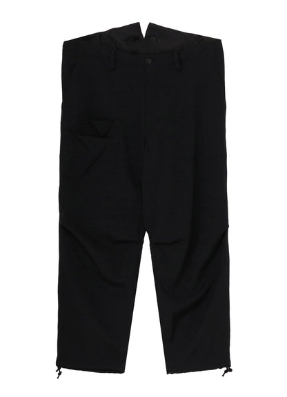WOOL GABARDINE SUSPENDER PANTS W KNEE PAD