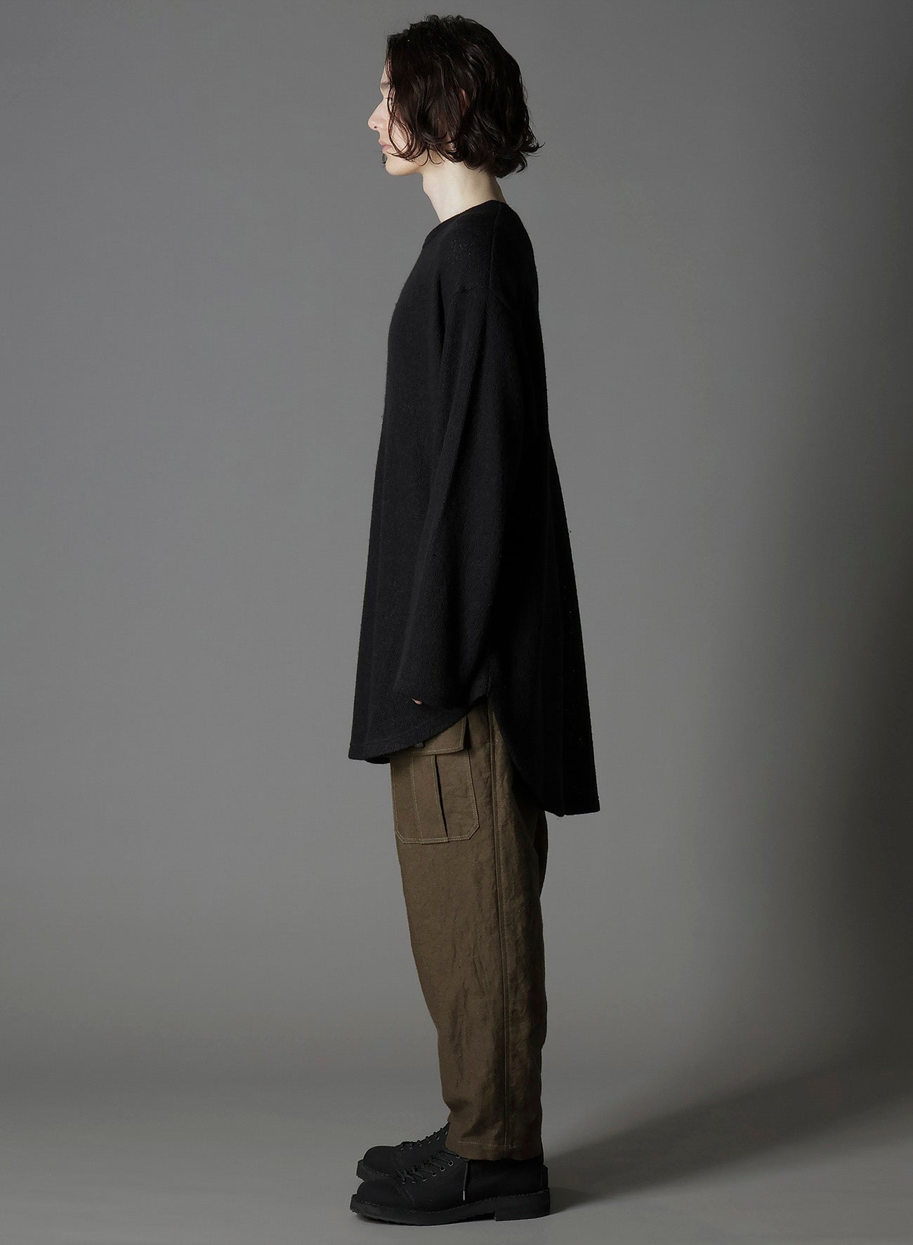 SPIDER WEB KNIT HEM JUMBO LONG SLEEVED T-SHIRT