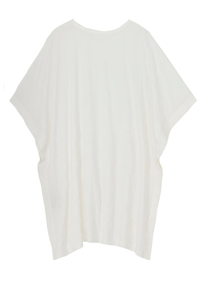 CATHC WASHER WRINKLE JERSEY SIDE BUTTON SHORT SLEEVED T-SHIRT